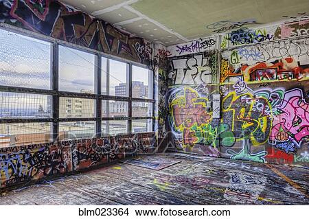 Picture - Graffiti adorns walls of a parking garage opened to urban art. Fotosearch