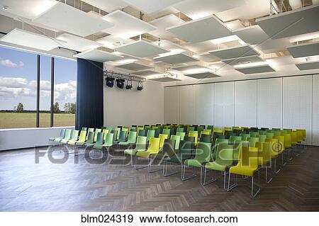 Stock Photo - Green Chairs in a Presentation Room. Fotosearch