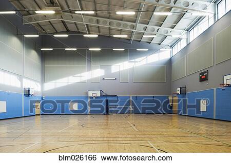 Stock Photograph - Gymnasium & sports hall in a modern secondary school. Fotosearch