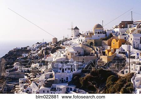 Hillside Town of Oia View Large Photo Image Stock Image - Hillside Town of Oia. Fotosearch