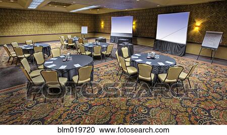 Stock Image - Hotel Conference Room with Tables and Chairs. Fotosearch