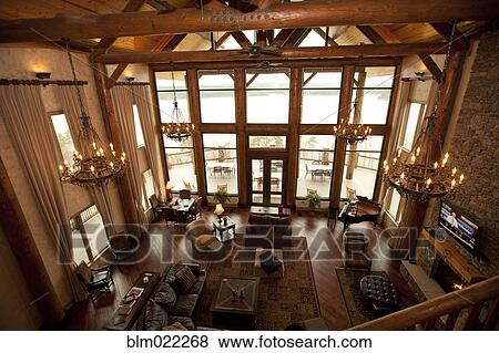 Interior of Large Wooden Lodge View Large Photo Image Stock Photo - Interior of Large Wooden Lodge. Fotosearch