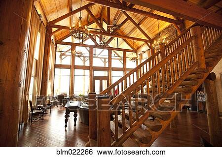 Interior of Large Wooden Lodge View Large Photo Image Stock Photograph - Interior of Large Wooden Lodge. Fotosearch