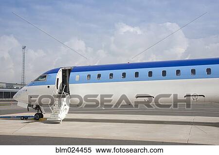 Stock Photography - Jet Plane With Extended Steps. Fotosearch