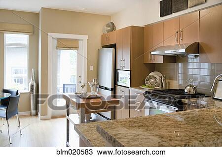 Kitchen With Small Utility Island View Large Photo Image Stock Image - Kitchen With Small Utility Island. Fotosearch