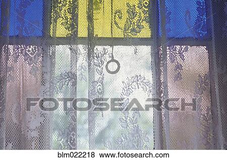 Lace Curtain and Stained Glass Window Panes View Large Photo Image Stock Photo - Lace Curtain and Stained Glass Window Panes. Fotosearch