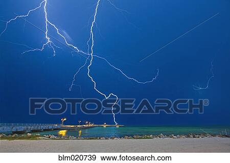 Lightning at the Beach View Large Photo Image Stock Photo - Lightning at the Beach. Fotosearch