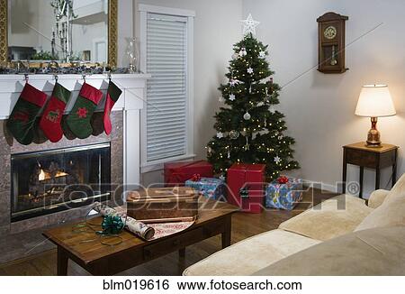 Stock Photograph - Living Room at Christmas. Fotosearch