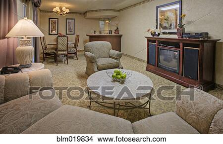 Picture - Living Room Hotel Suite with Bar. Fotosearch