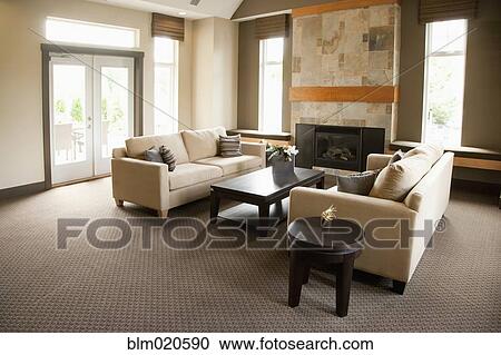 Stock Image - Living Room in an Upscale Home. Fotosearch