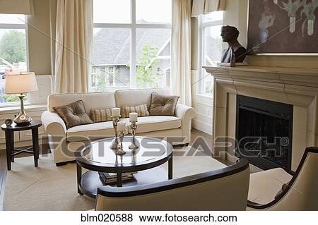 Living Room in an Upscale Home View Large Photo Image Stock Photo - Living Room in an Upscale Home. Fotosearch