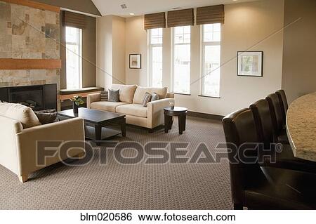Stock Photograph - Living Room in an Upscale Home. Fotosearch