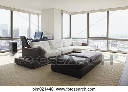 Stock Photo - Living Room With a City View. Fotosearch
