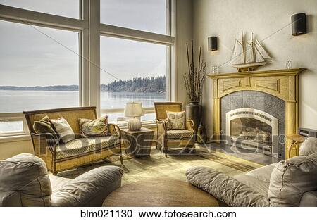 Stock Image - Living Room With a View. Fotosearch