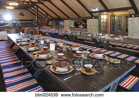 Stock Photo - Long Dining Room Table. Fotosearch