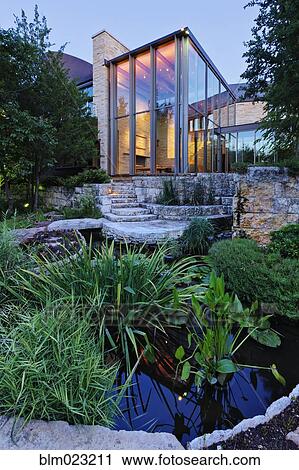 Luxury Home Garden and Pond View Large Photo Image Stock Image - Luxury Home Garden and Pond. Fotosearch