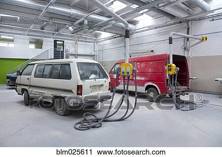 Stock Image - Mechanical and practical education facility car workshop. Fotosearch