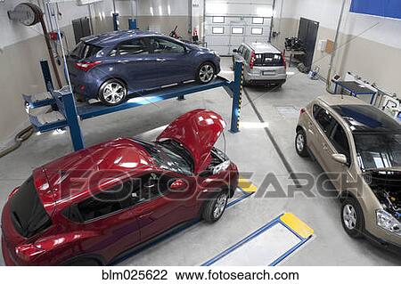 Stock Image - Mechanical and practical education facility car workshop. Fotosearch