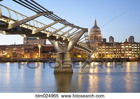 Millennium Bridge and St Paul's at Sunset View Large Photo Image Stock Photography - Millennium Bridge and St Paul's at Sunset. Fotosearch