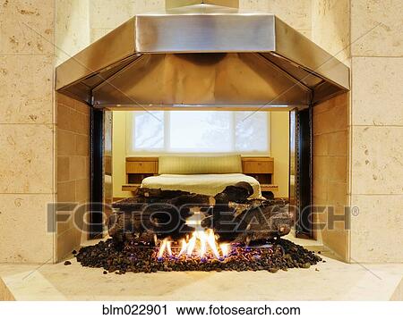 Stock Image - Modern Fireplace. Fotosearch