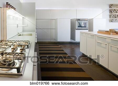 Stock Photograph - Modern White Kitchen. Fotosearch