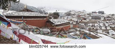 Monastery in Valley of Druk-chu at Langmusi View Large Photo Image Picture - Monastery in Valley of Druk-chu at Langmusi. Fotosearch