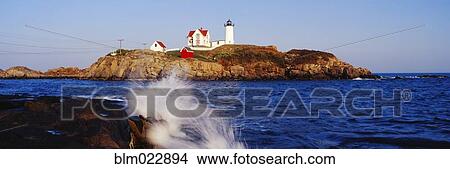 Nubble Lighthouse in Daylight View Large Photo Image Picture - Nubble Lighthouse in Daylight. Fotosearch