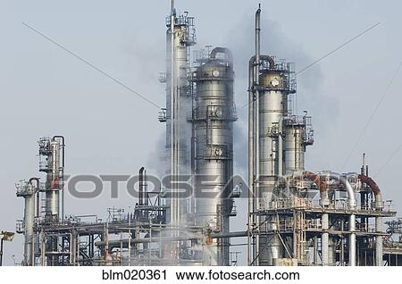 Oil refinery buildings View Large Photo Image Stock Image - Oil refinery buildings. Fotosearch