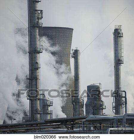Stock Photograph - Oil refinery buildings. Fotosearch