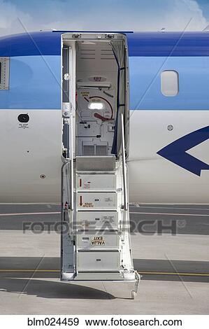 Stock Photo - Open Airplane Stairs. Fotosearch