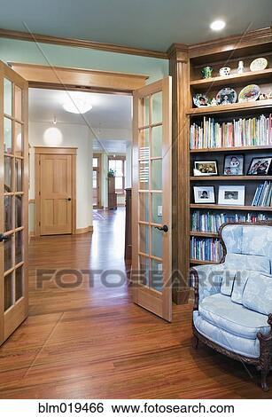 Open French Doors and Home Library View Large Photo Image Stock Photograph - Open French Doors and Home Library. Fotosearch