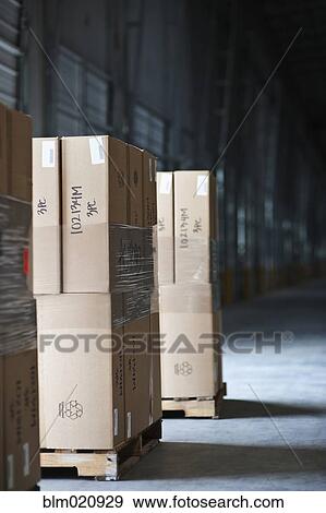 Stock Photo - Pallets of Stacked Boxes. Fotosearch