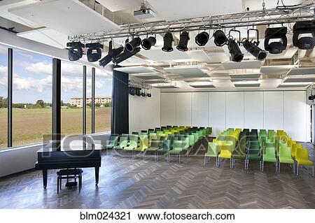 Stock Image - Performance Room With a Piano. Fotosearch