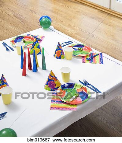 Place Settings For a Birthday Party View Large Photo Image Stock Photo - Place Settings For a Birthday Party. Fotosearch