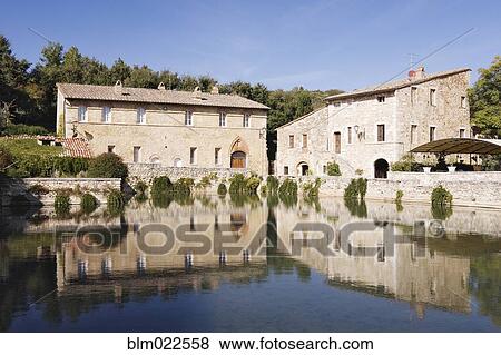 Pond and Old World Buildings View Large Photo Image Stock Photo - Pond and Old World Buildings. Fotosearch