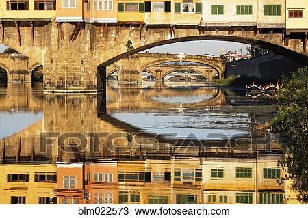 Stock Image - Ponte Vecchio Crossing the River A. Fotosearch