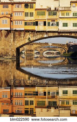 Stock Image - Ponte Vecchio Crossing the River A. Fotosearch