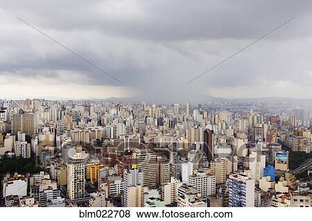 Rain Shower Approaching Downtown Sao Paulo View Large Photo Image Stock Photo - Rain Shower Approaching Downtown Sao Paulo. Fotosearch