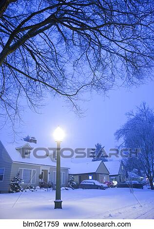 Stock Photo - Residential Street in Winter. Fotosearch