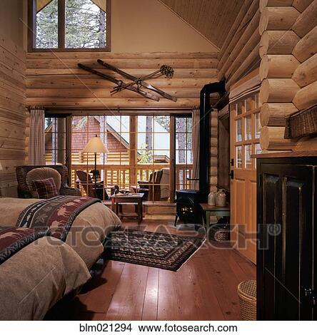 Resort Log Cabin Interior View Large Photo Image Picture - Resort Log Cabin Interior. Fotosearch