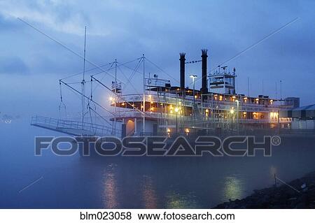 Riverboat at Night View Large Photo Image Stock Photo - Riverboat at Night. Fotosearch