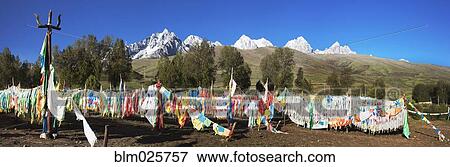 Road between Ganzi and Manigango lined with prayer flags View Large Photo Image Stock Photo - Road between Ganzi and Manigango lined with prayer flags. Fotosearch