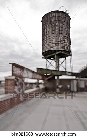 Rooftop Water Tower View Large Photo Image Stock Photo - Rooftop Water Tower. Fotosearch