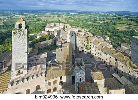 Rooftops of San Gimignano View Large Photo Image Stock Photograph - Rooftops of San Gimignano. Fotosearch