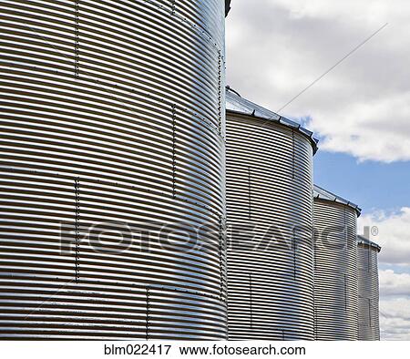 Row of Grain Silos View Large Photo Image Stock Photo - Row of Grain Silos. Fotosearch