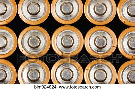 Picture - Rows of AA Batteries. Fotosearch