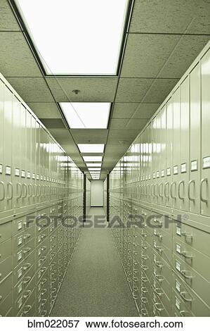 Rows Of Filing Cabinets In A Large Room Stock Photo Blm022057
