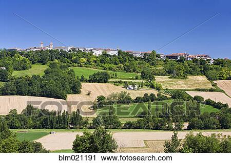Stock Image - Rural French Town and Landscape. Fotosearch