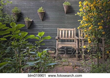 Rustic Chairs in Garden View Large Photo Image Stock Image - Rustic Chairs in Garden. Fotosearch
