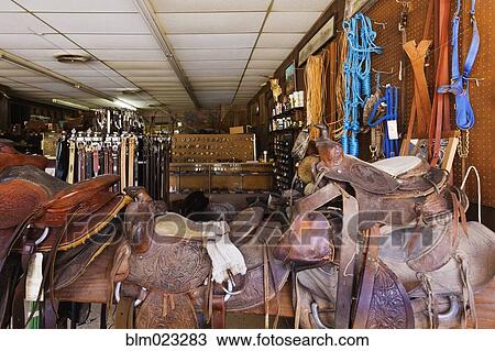 Stock Image - Saddle Shop. Fotosearch